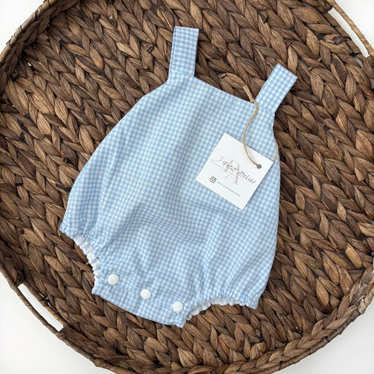 Blue gingham romper