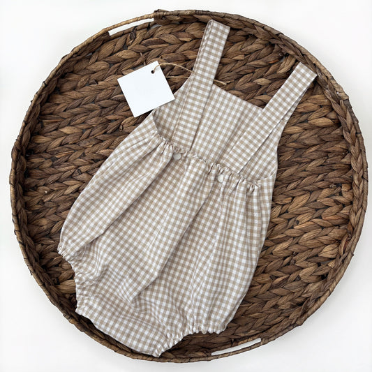 Sand gingham romper