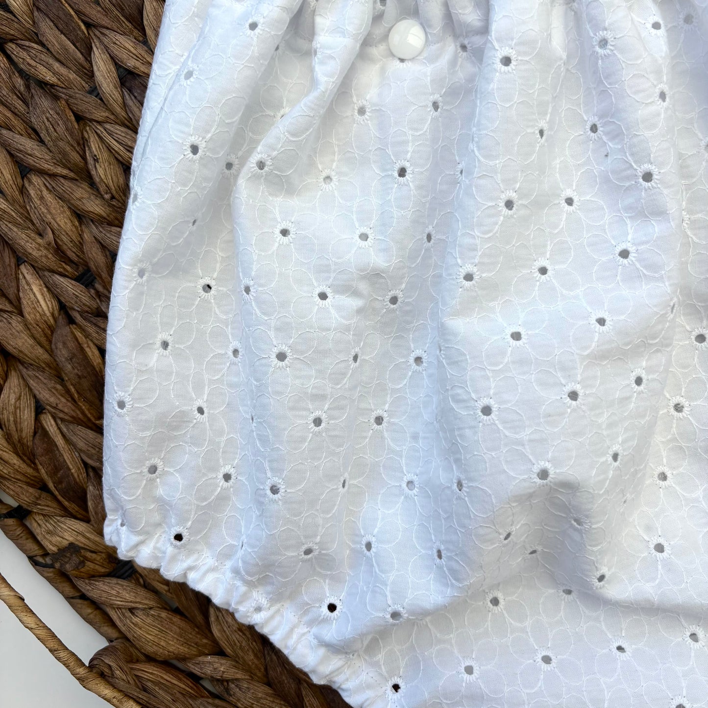 White broderie flutter romper