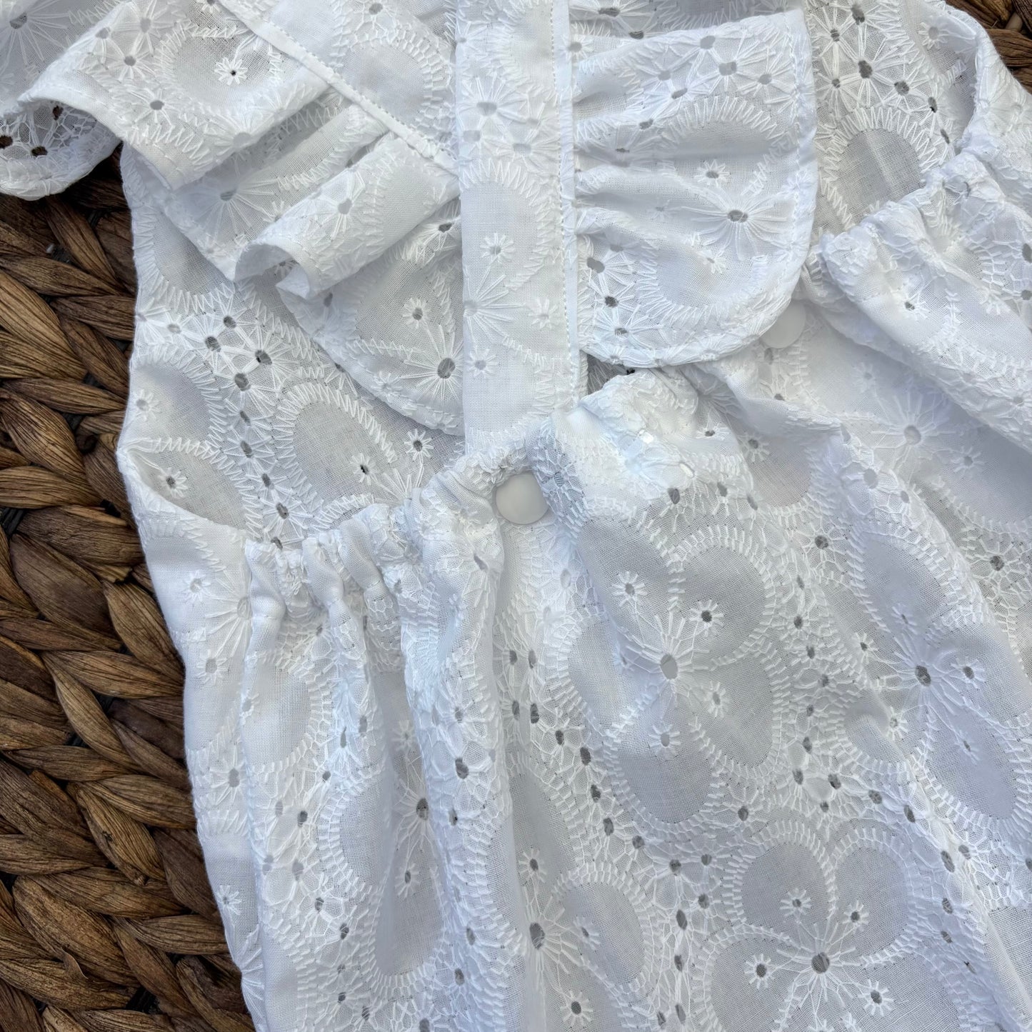 White broderie flutter romper