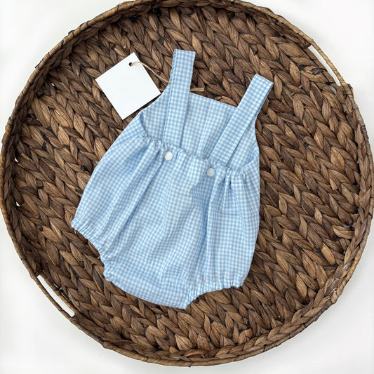 Blue gingham romper