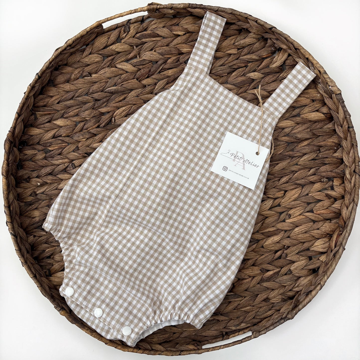 Sand gingham romper