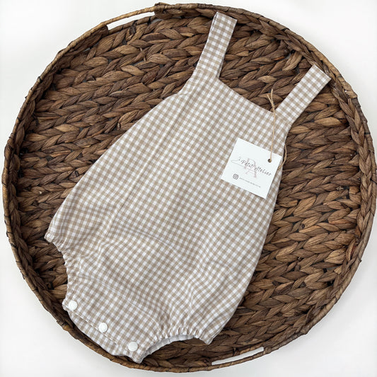 Sand gingham romper