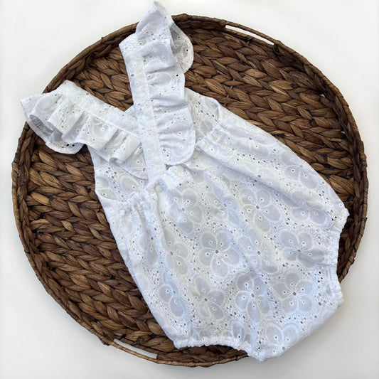 White broderie flutter romper