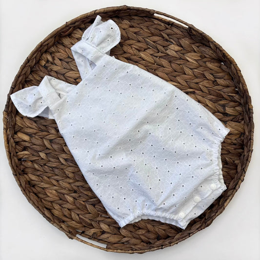 White broderie flutter romper