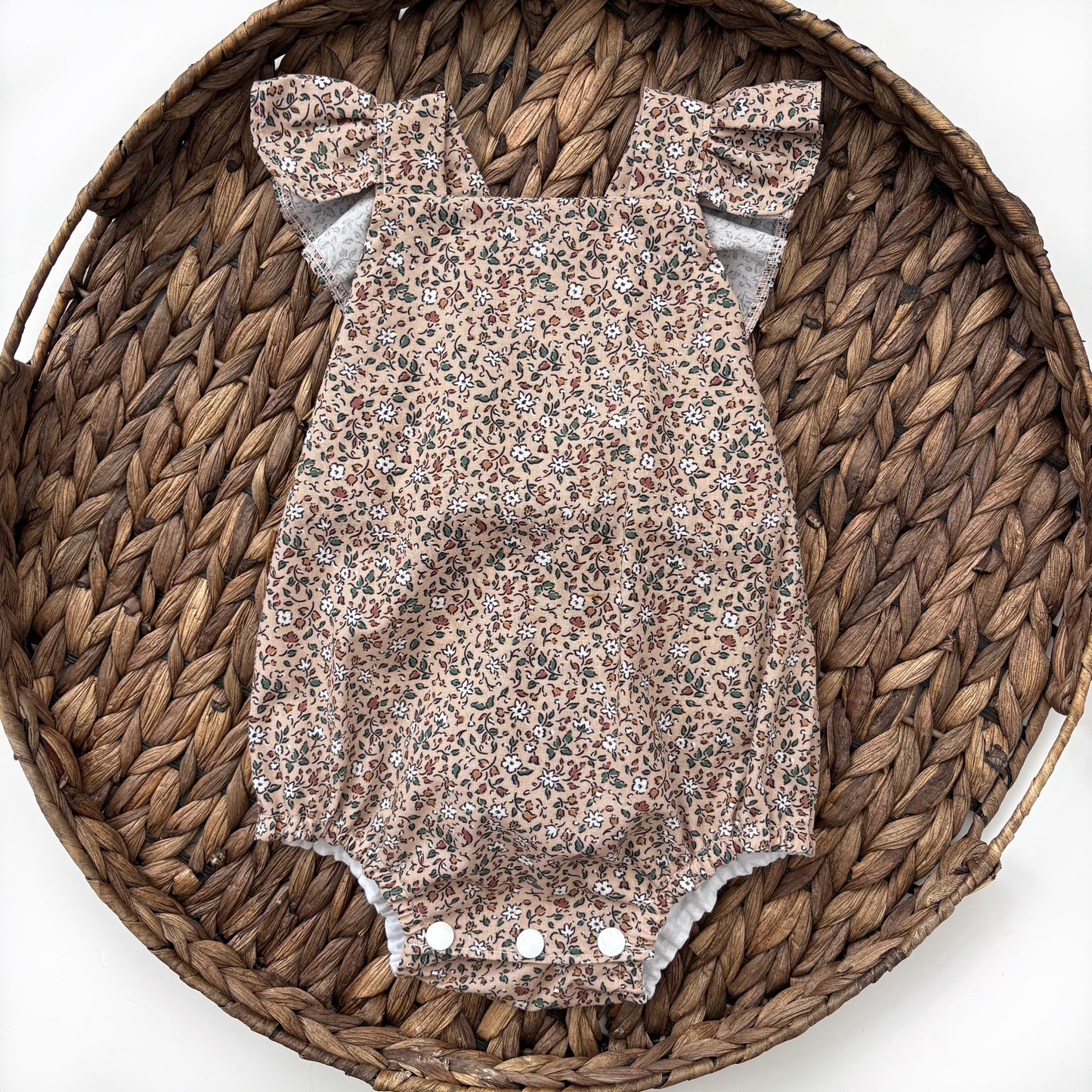Brown floral flutter romper