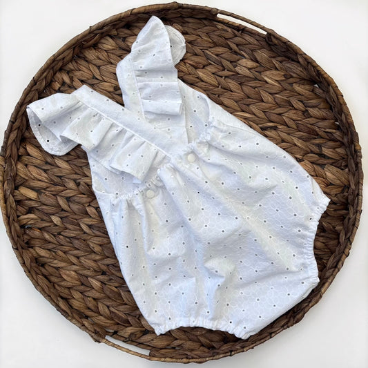 White broderie flutter romper