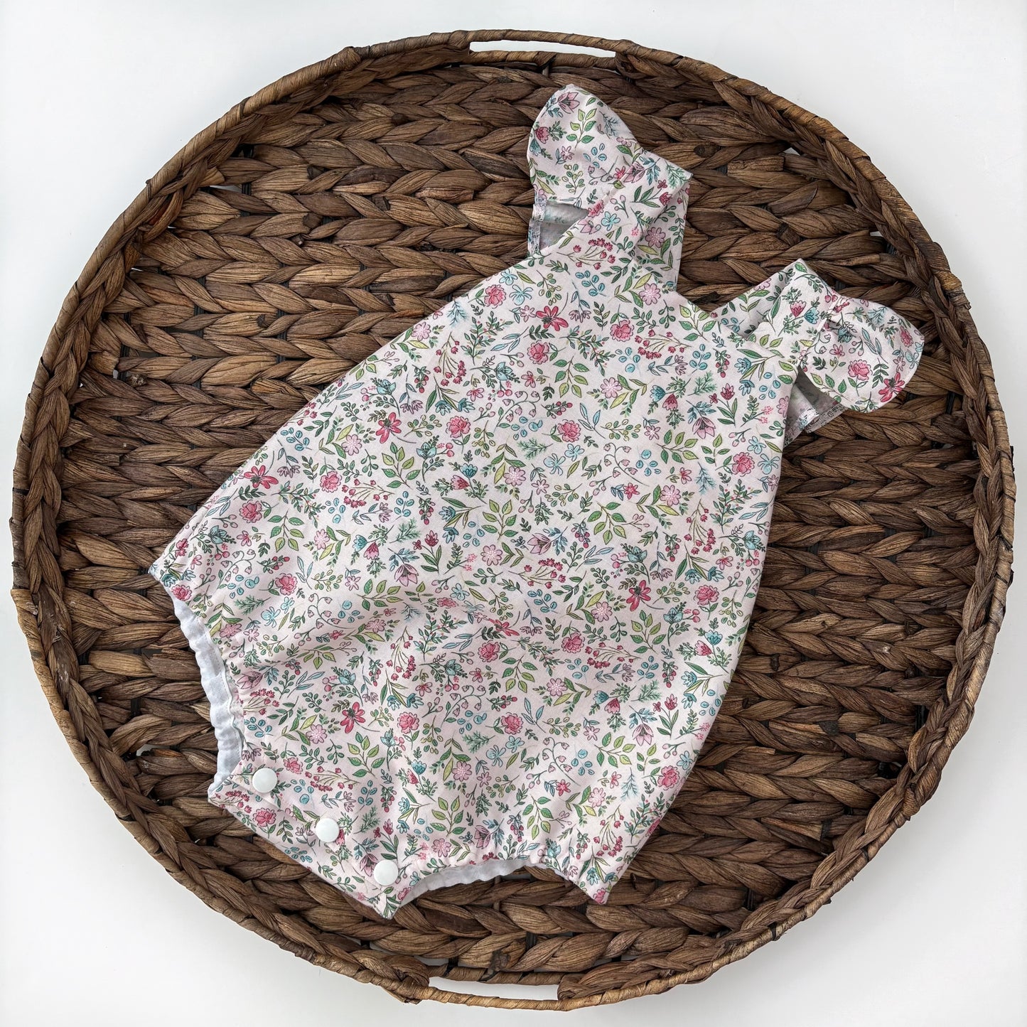 Pink floral flutter romper